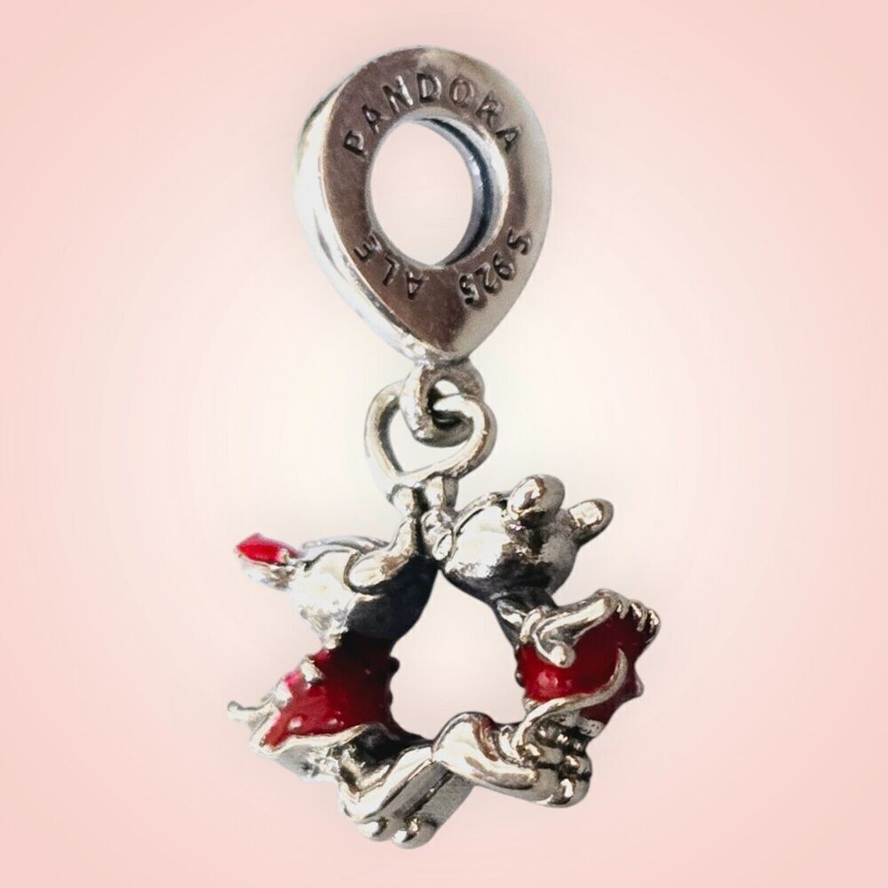 Pandora Charm Mickey and Minnie Mouse Kissing Dangle #790075C01 - Picture 3 of 8